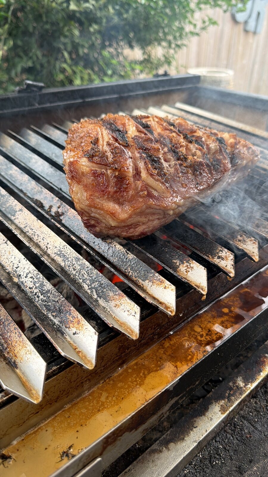Picanha cooking on Ronnie's barbecue grill